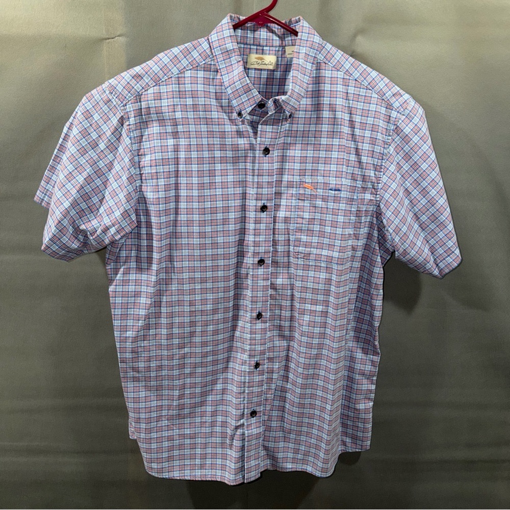 Bob Timberlake Shirt Blue & Red Plaid Short Sleeve Sz XL Button Down